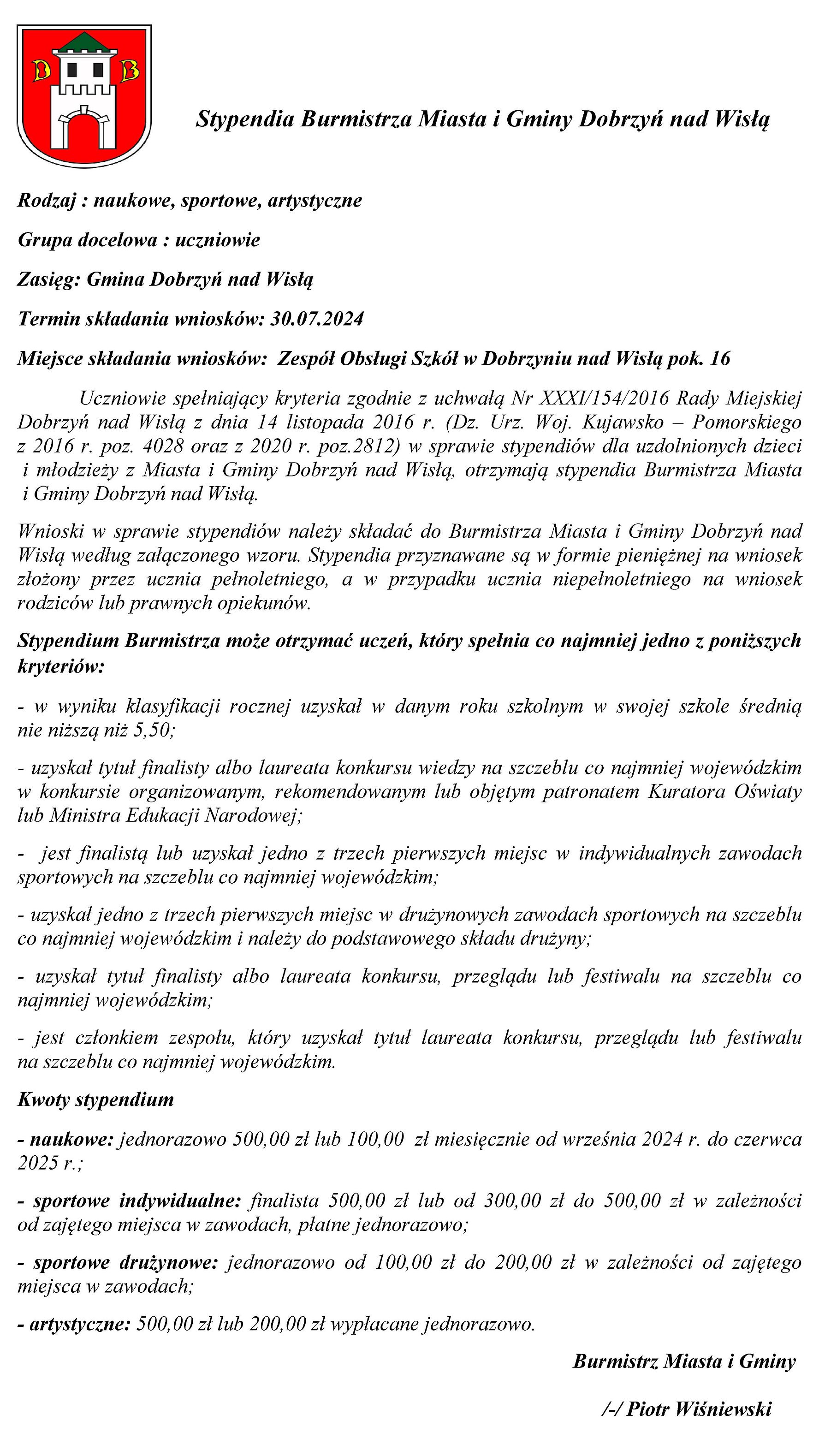 Informacja stypendia 2019 1